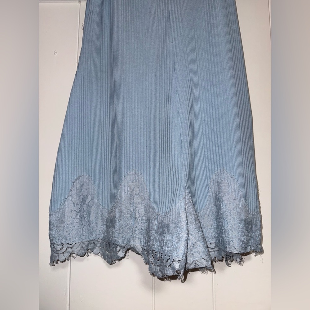Light Blue Lace Trim Short Jumpsuit - Picture 8 of 10